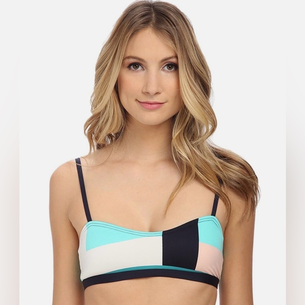 NWT Kate Spade Colorblock Bikini Set M Teal Beige